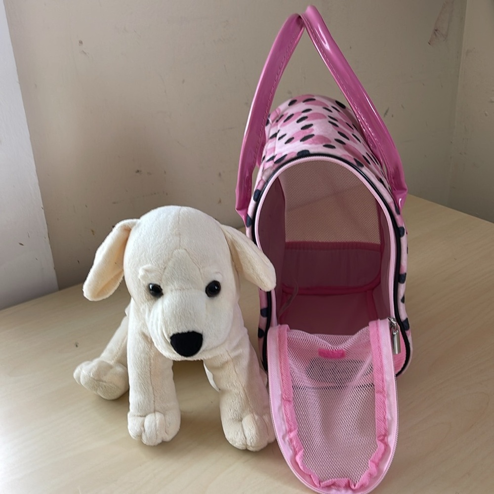 Pucci Pups Big Polka Dots Toy Plush Bag with dog